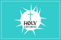 Christian greeting card or Holy SaturdayÃÂ  banner before Easter. holy week flat vector illustration isolated on blue background